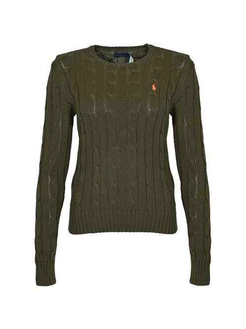 Maglia a trecce in cotone con logo Medium Green POLO RALPH LAUREN | 211971869501